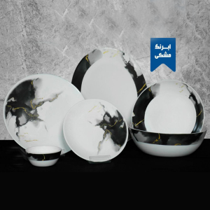 خرید و قیمت سرویس 26 پارچه آرکوپال سنگی مشکی گرد