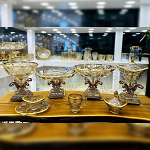 سرویس پذیرایی 25 پارچه بوگاتی شام طلاپایه دوشاخ