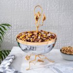 خرید ظرف آجیل خوری طلایی طرح فلاور