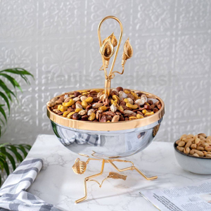 خرید ظرف آجیل خوری طلایی طرح فلاور