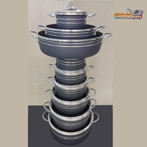 خرید و قیمت سرویس قابلمه تفلون اسبیکو 16 پارچه